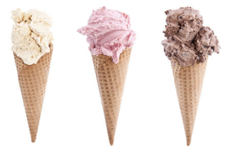 Ice cream in waffle cones